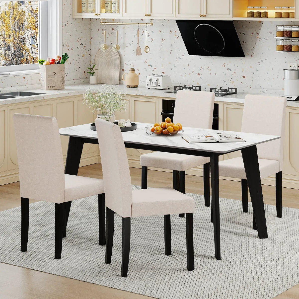 Set of 2 Dining Chair Mid-Century Modern Fabric Upholstered Parson Chairs by DirectDeals