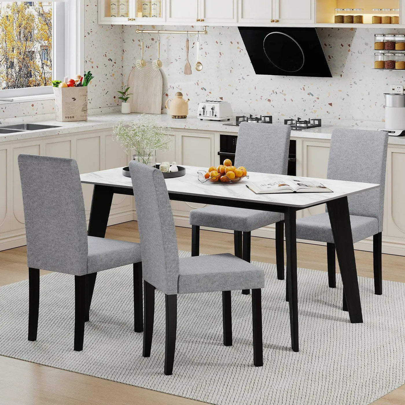 Set of 2 Dining Chair Mid-Century Modern Fabric Upholstered Parson Chairs by DirectDeals