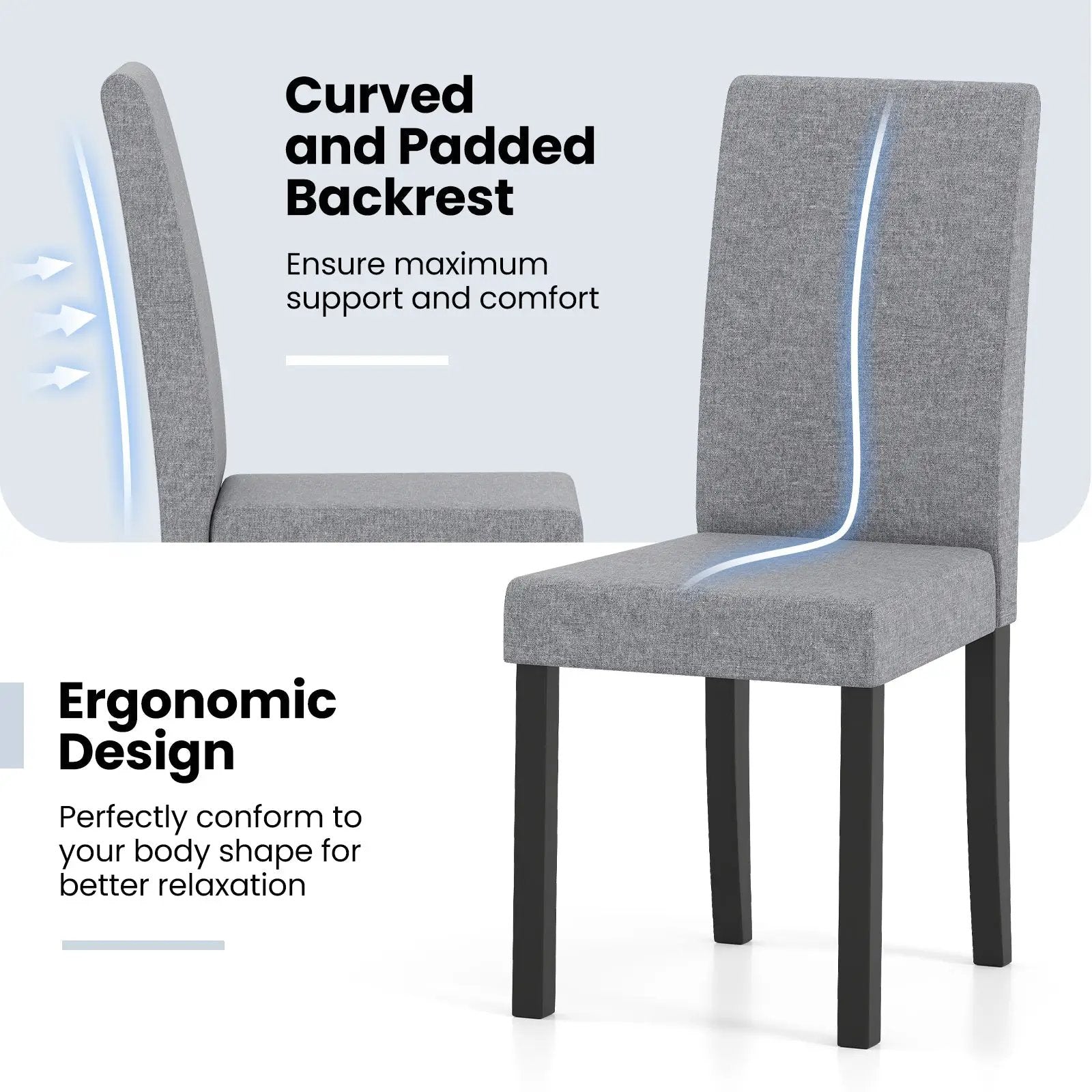 Set of 2 Dining Chair Mid-Century Modern Fabric Upholstered Parson Chairs by DirectDeals