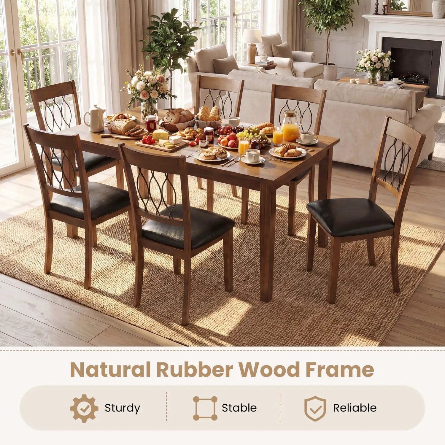 Set of 2 Dining Chair Fabric/Faux Leather Upholstered with Padded Seat by DirectDeals