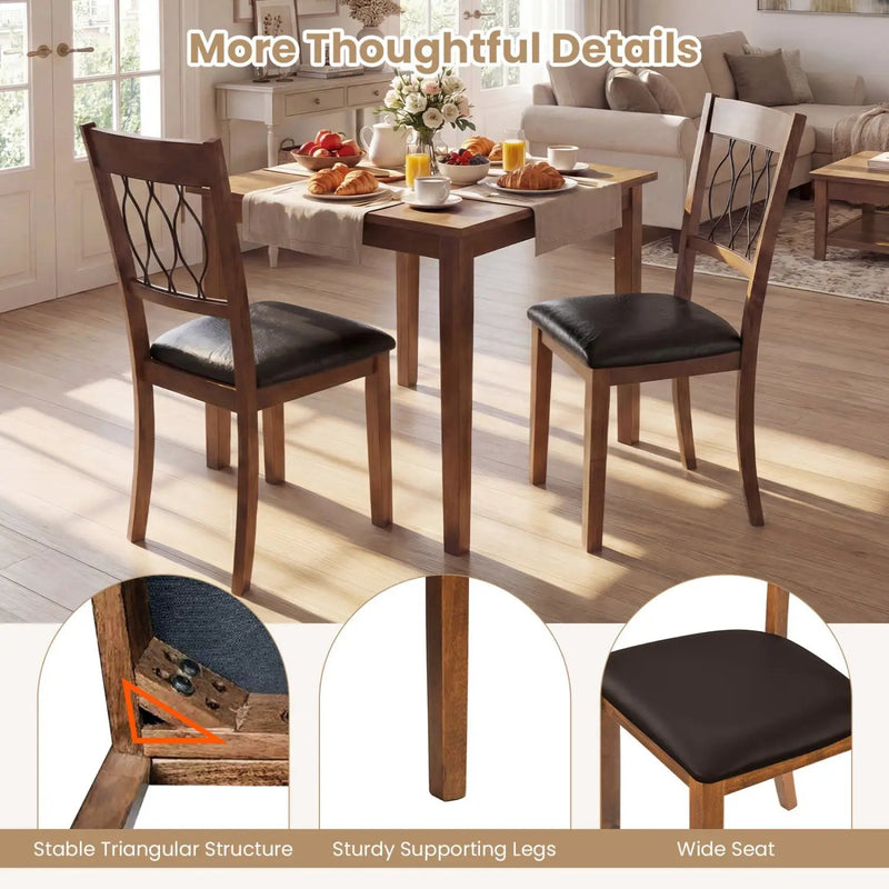 Set of 2 Dining Chair Fabric/Faux Leather Upholstered with Padded Seat by DirectDeals