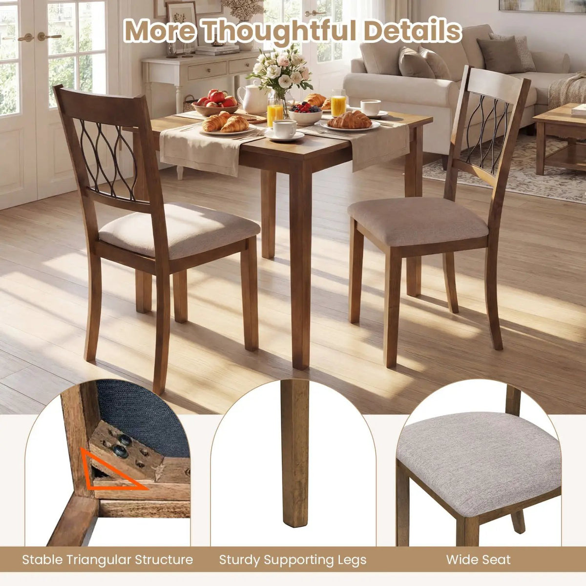 Set of 2 Dining Chair Fabric/Faux Leather Upholstered with Padded Seat by DirectDeals