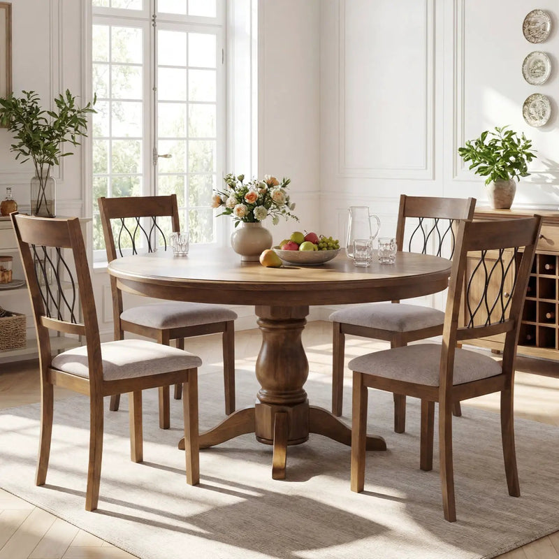 Set of 2 Dining Chair Fabric/Faux Leather Upholstered with Padded Seat by DirectDeals