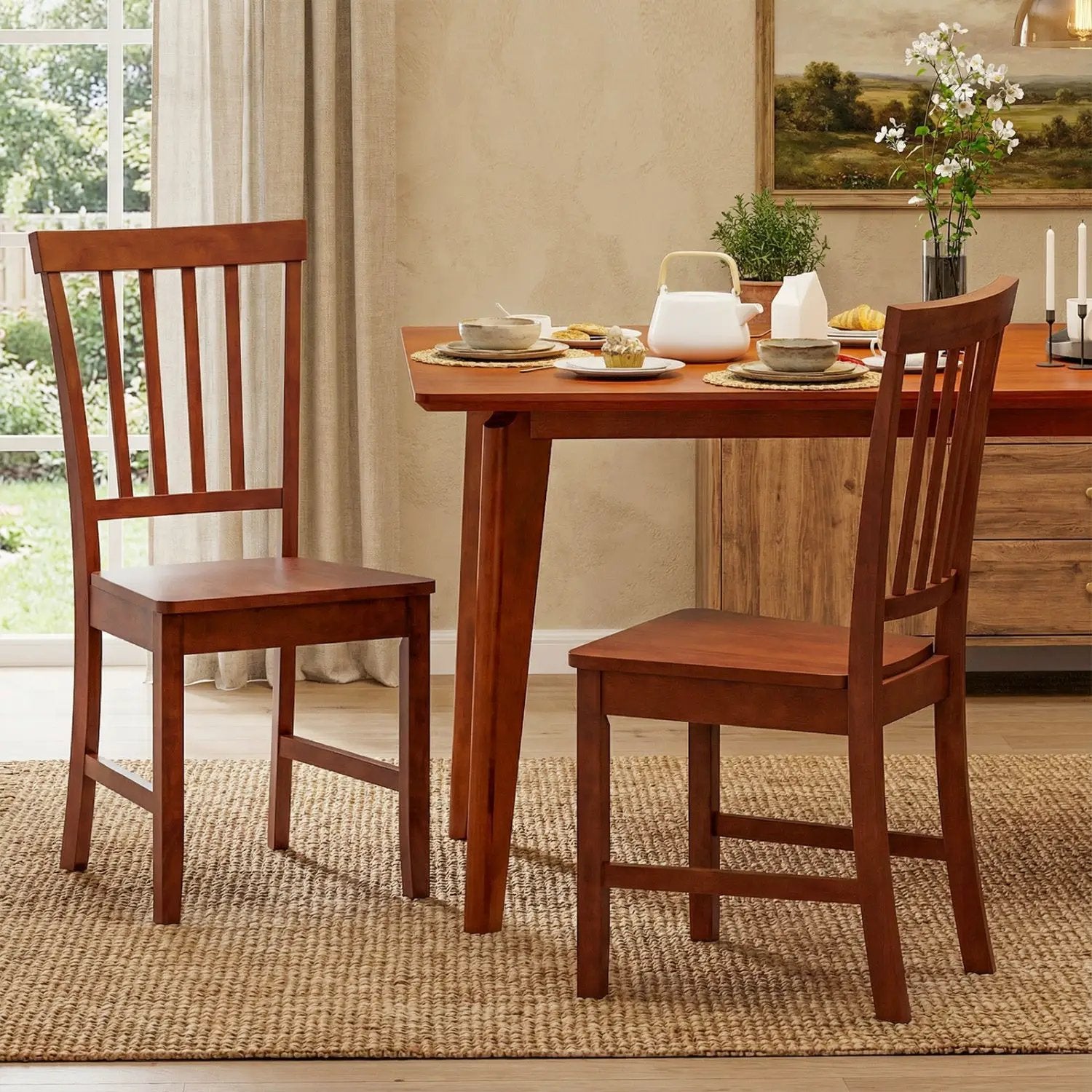 Set of 2 Dining Chairs with Solid Wooden Legs by DirectDeals
