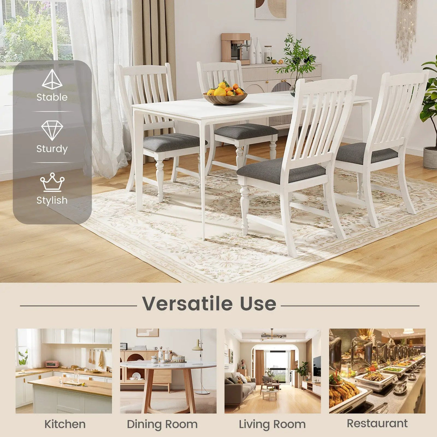 Set of 2 Dining Chairs Kitchen Side Chair with Solid Wood Legs by DirectDeals