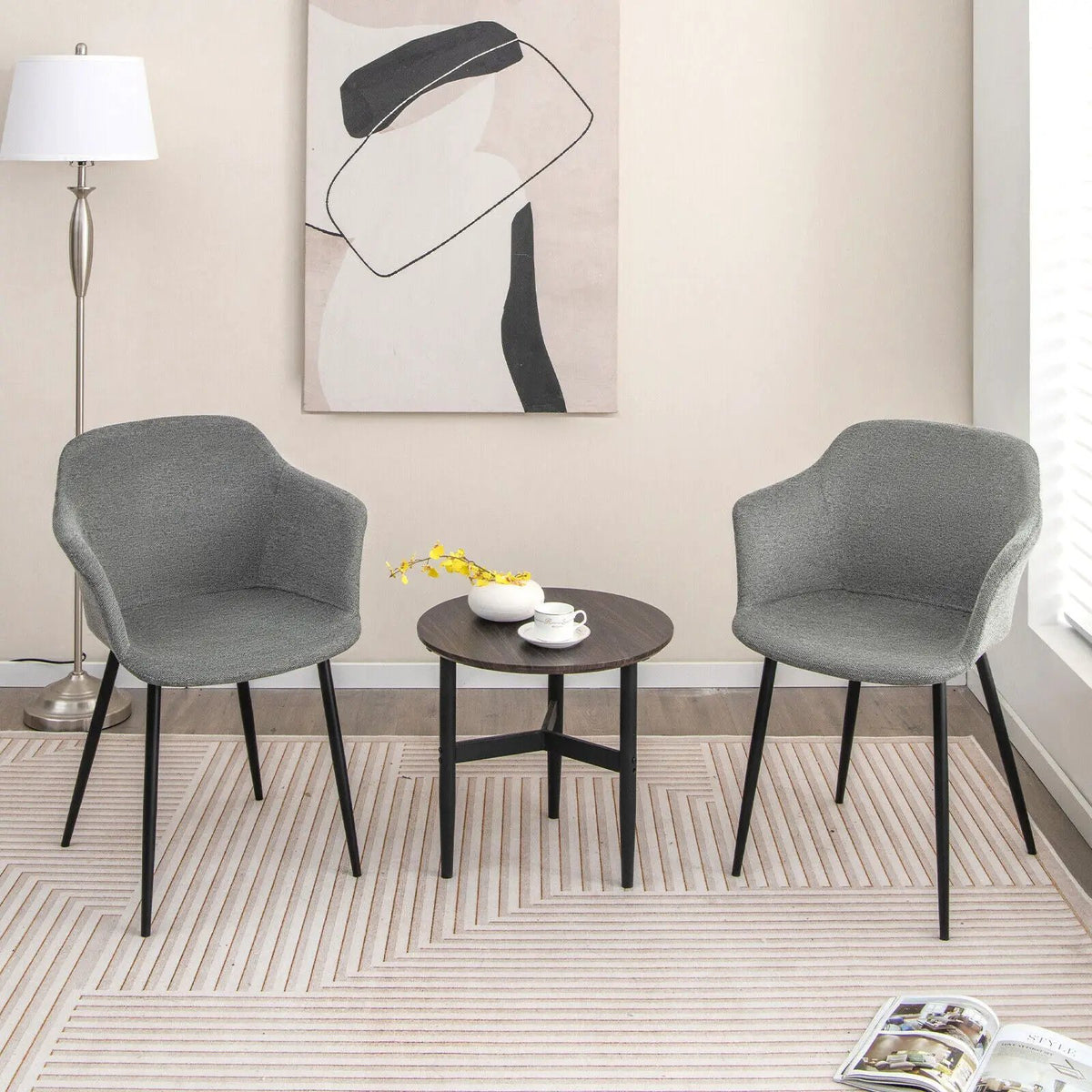Set of 2 Upholstered Dining Chair with Ergonomic Backrest Design by DirectDeals