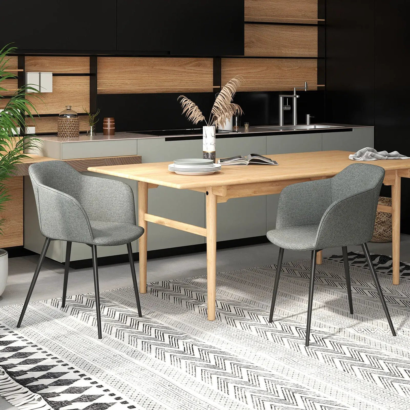 Set of 2 Upholstered Dining Chair with Ergonomic Backrest Design by DirectDeals