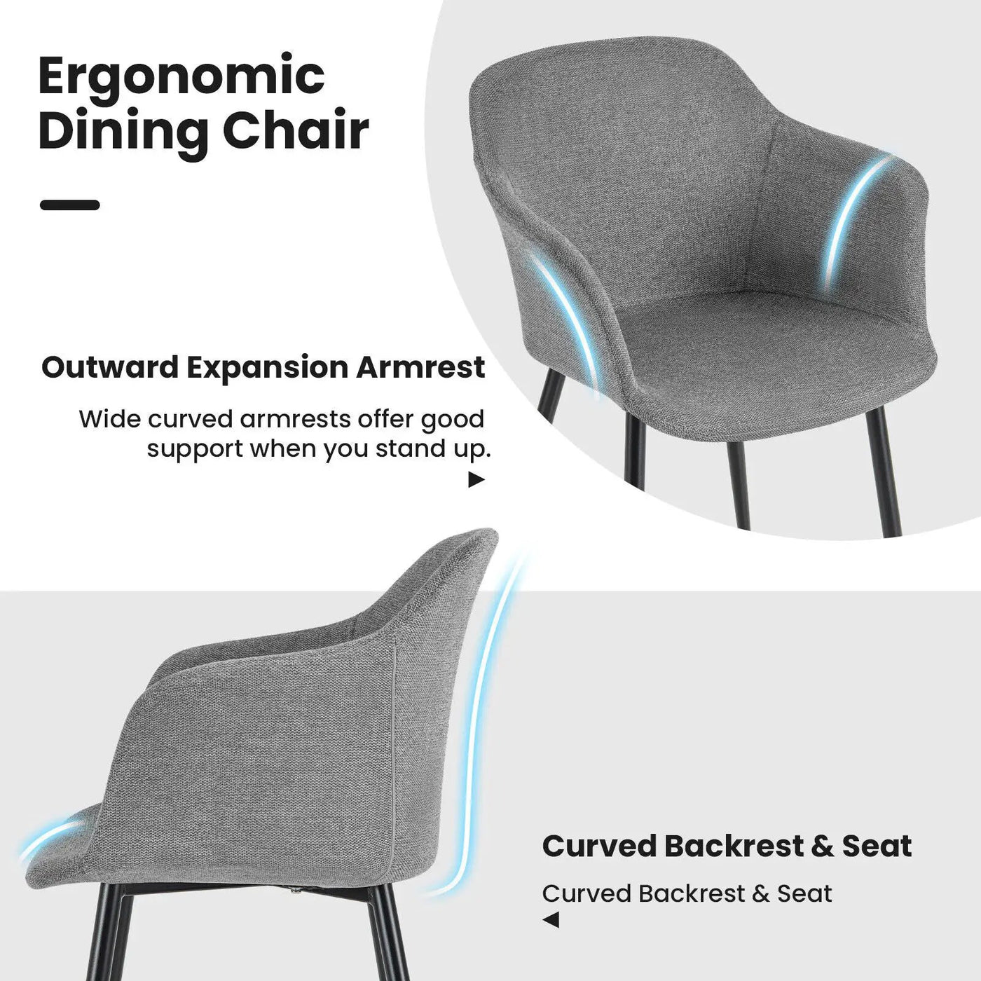 Set of 2 Upholstered Dining Chair with Ergonomic Backrest Design by DirectDeals