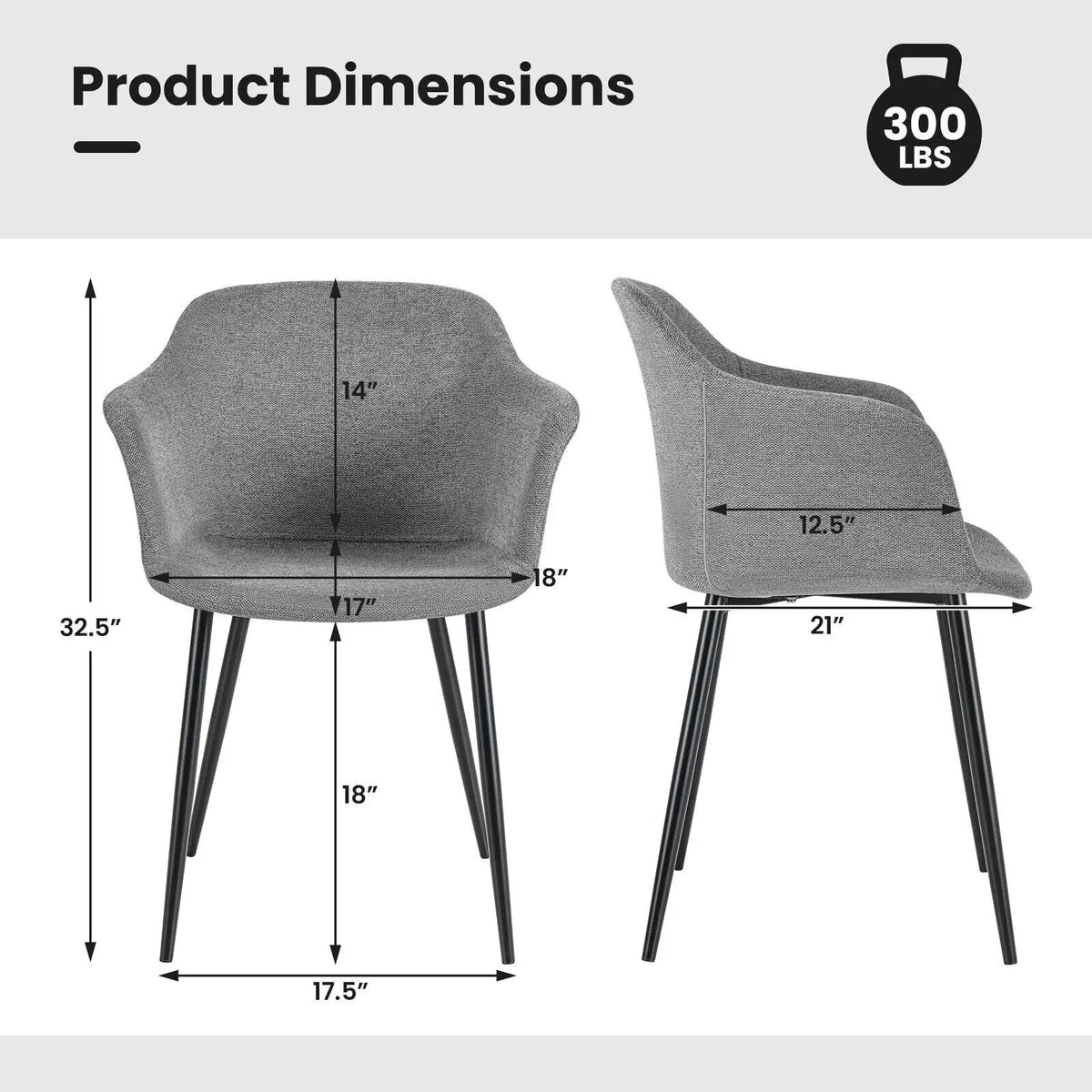 Set of 2 Upholstered Dining Chair with Ergonomic Backrest Design by DirectDeals