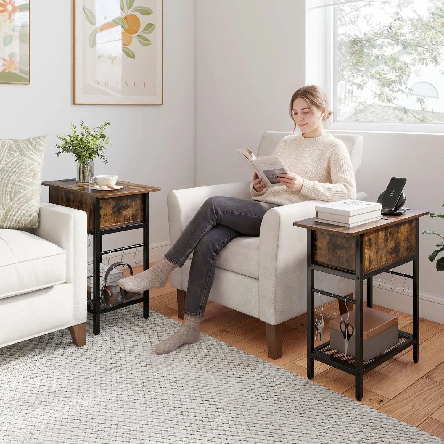 End Table Set with Charging Station & Hidden Compartment by DirectDeals