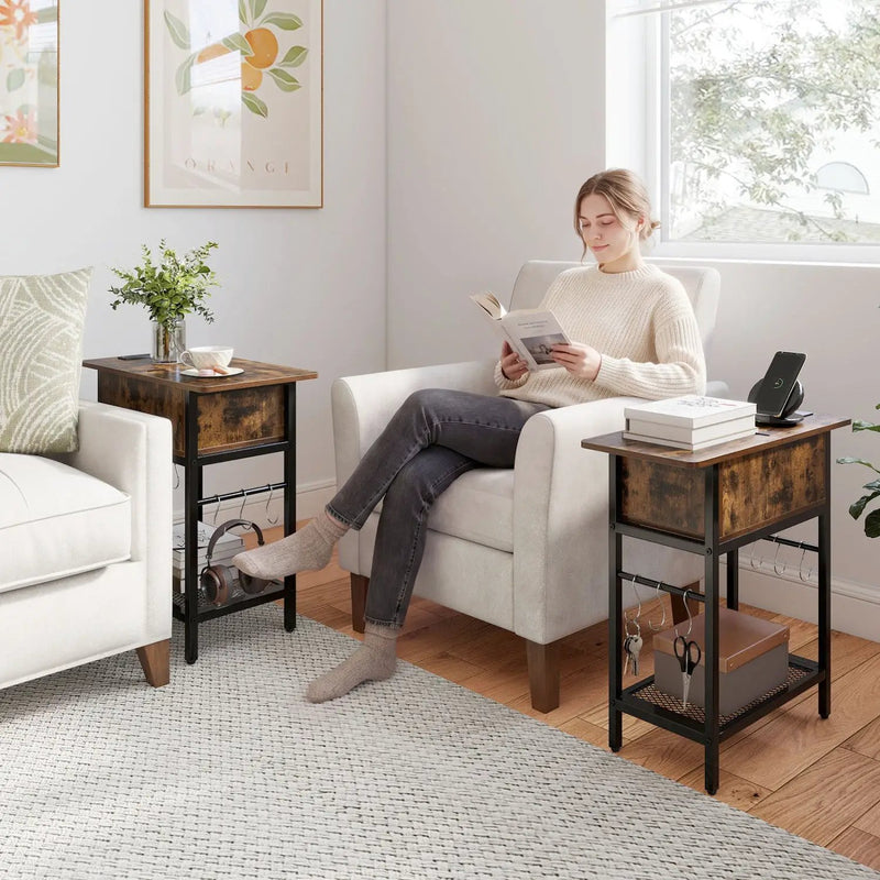 End Table Set with Charging Station & Hidden Compartment by DirectDeals