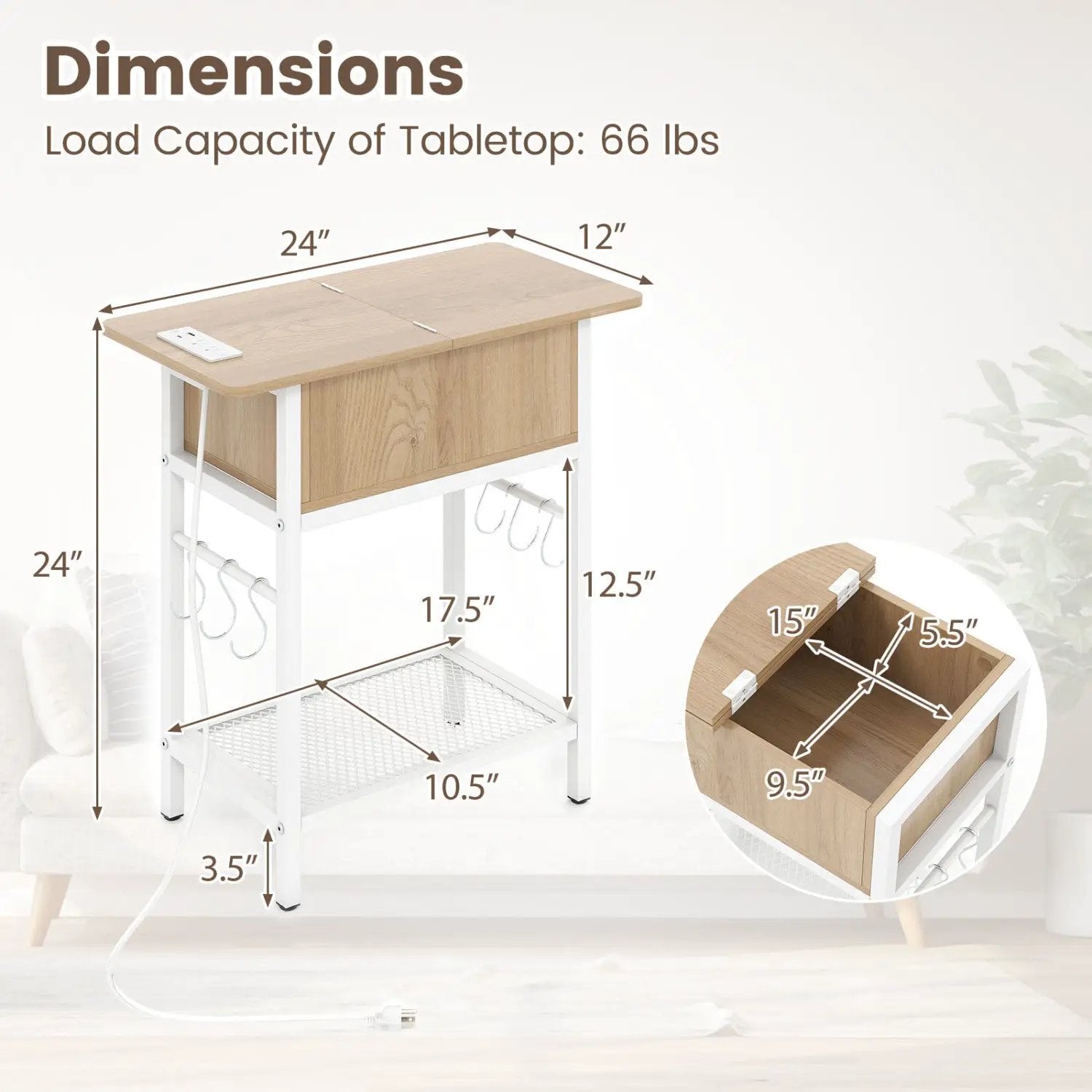 End Table Set with Charging Station & Hidden Compartment by DirectDeals