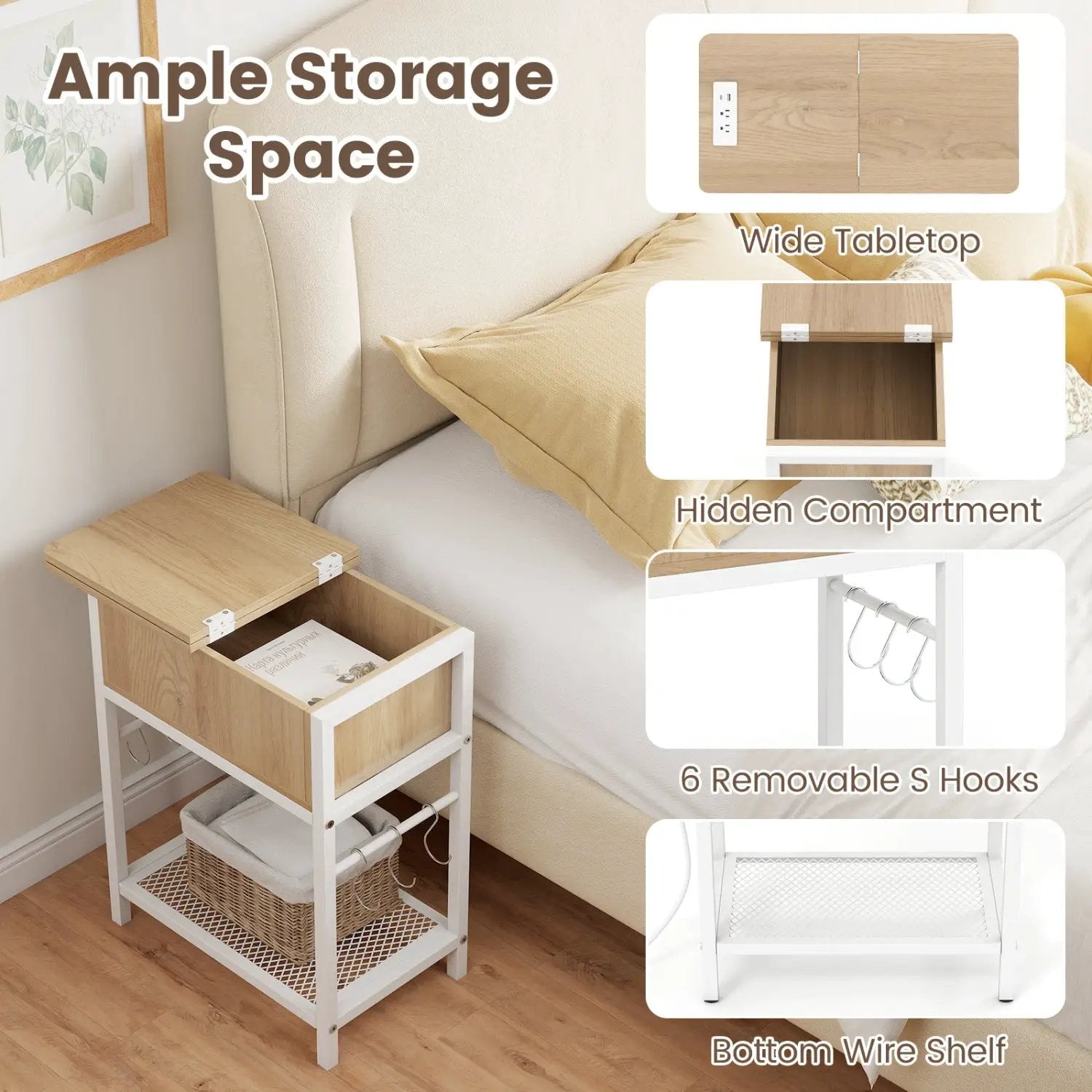 End Table Set with Charging Station & Hidden Compartment by DirectDeals