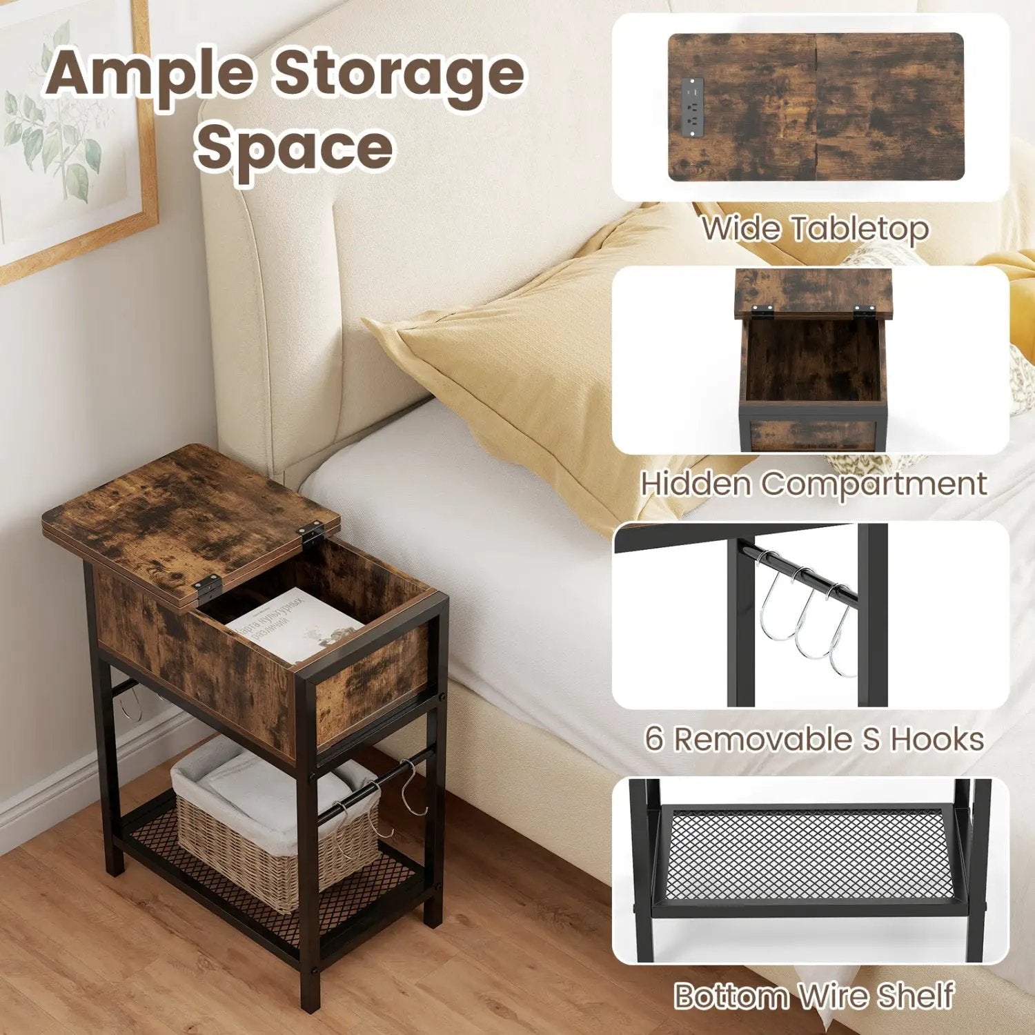 End Table Set with Charging Station & Hidden Compartment by DirectDeals