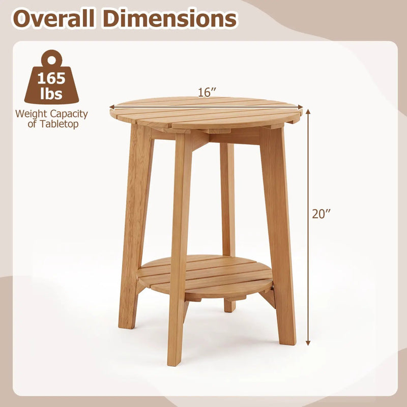 Eucalyptus Wood Side Table Set of 2 with Storage Shelf by DirectDeals