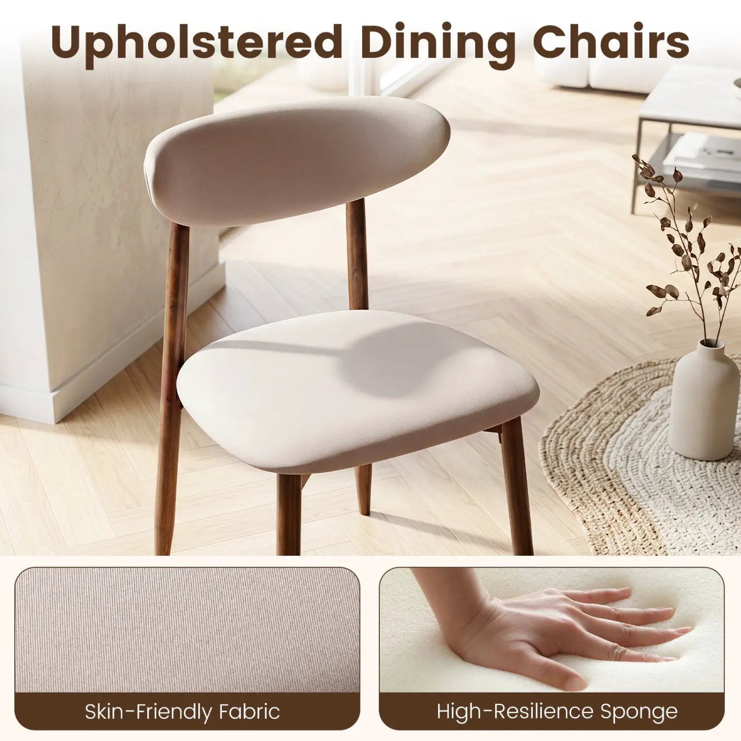 Upholstered Dining Chairs with Curved Back, Set of 2 by DirectDeals