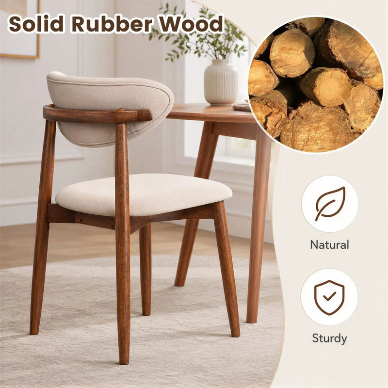 Upholstered Dining Chairs with Curved Back, Set of 2 by DirectDeals
