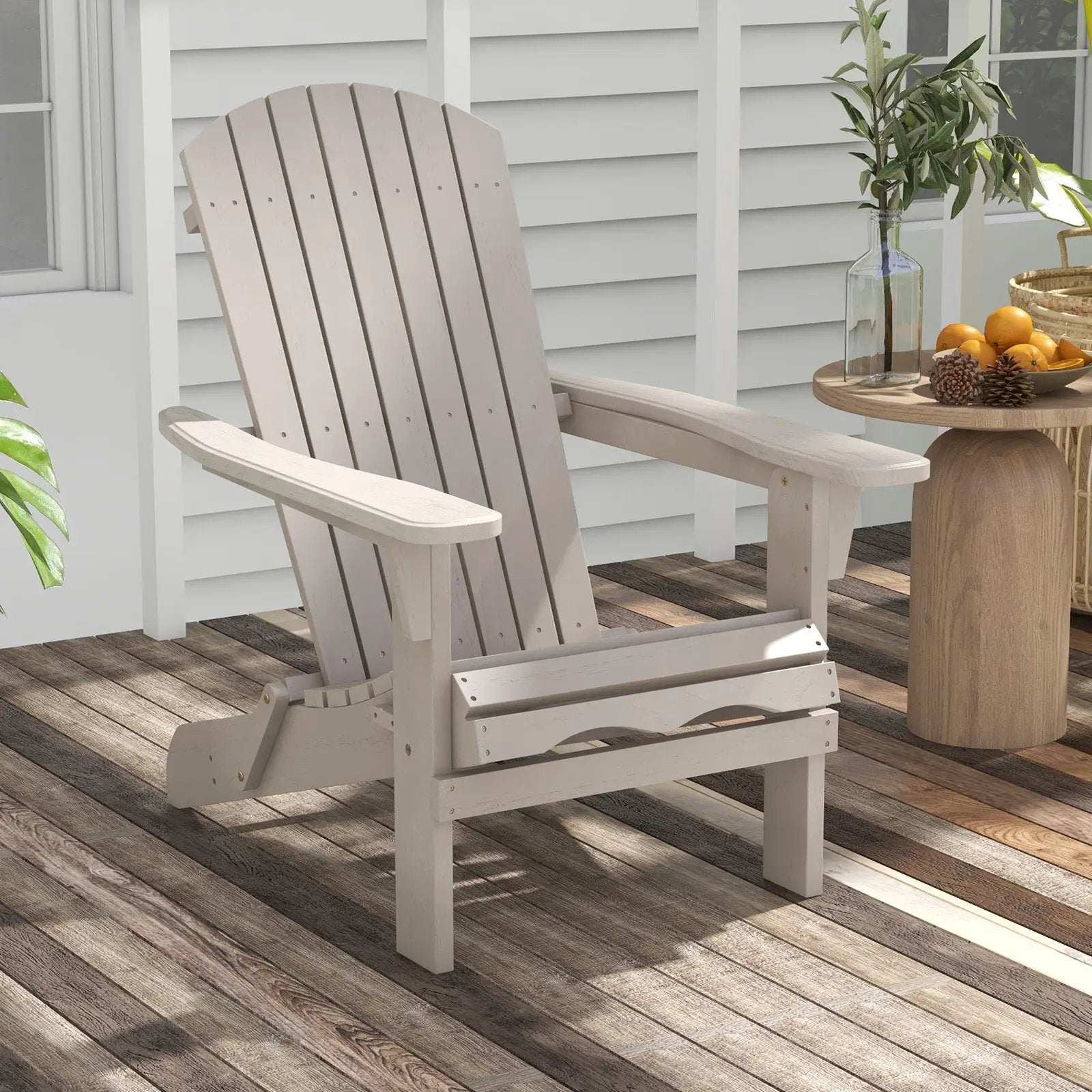 1 Piece Folding Adirondack Chair with High Backrest and Wide Armrests by DirectDeals
