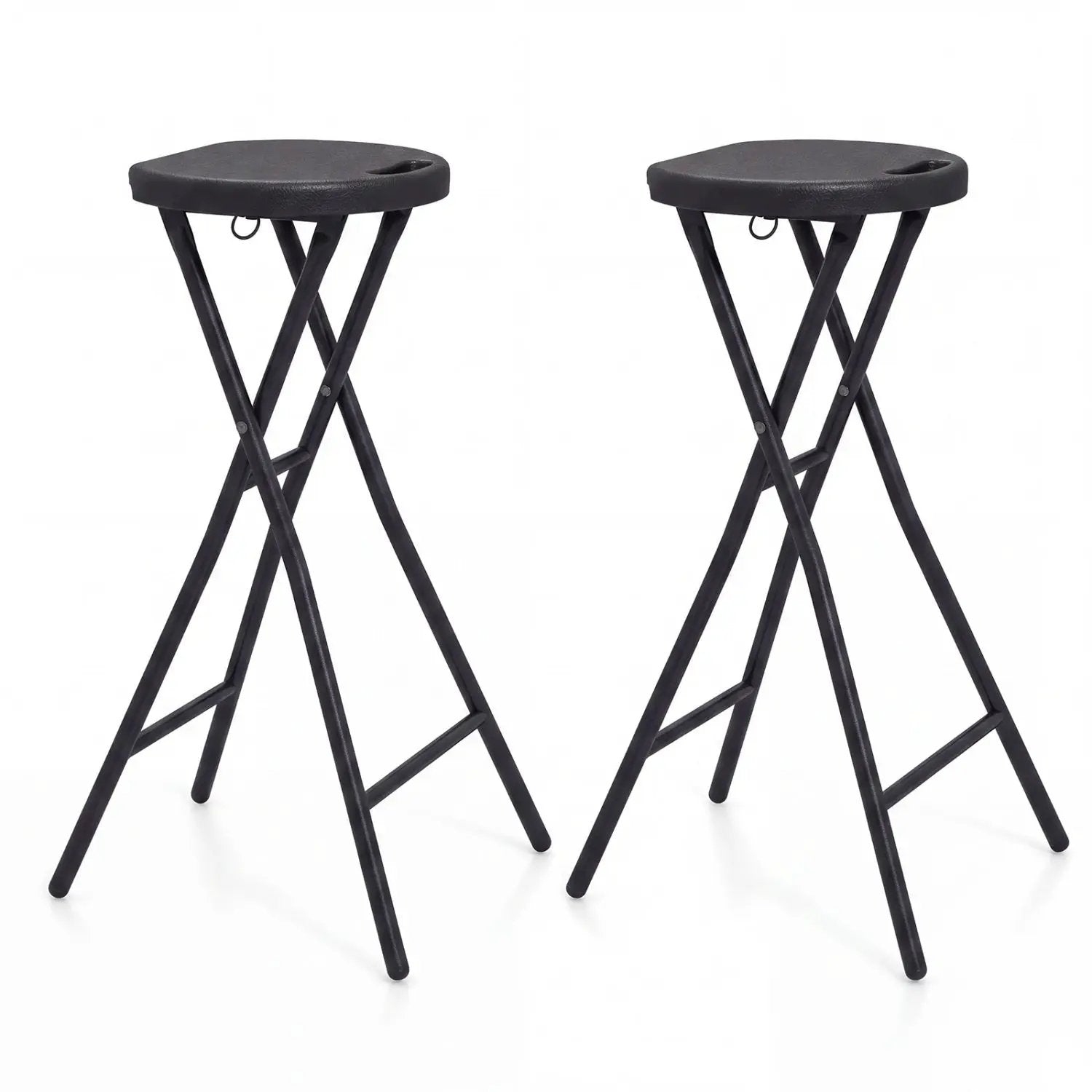 Folding Bar Stool Set of 2 - 27.5" Height with Carry Handle by DirectDeals