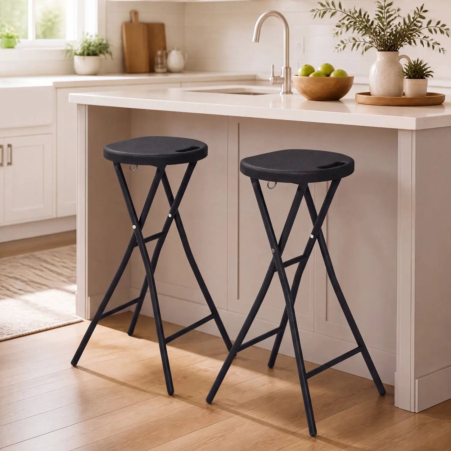 Folding Bar Stool Set of 2 - 27.5" Height with Carry Handle by DirectDeals