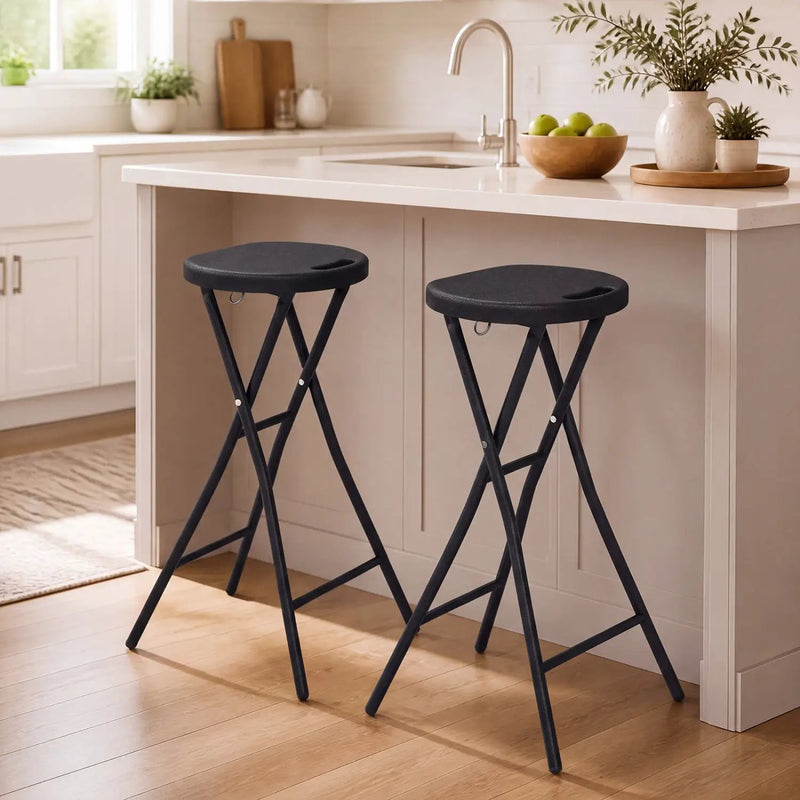Folding Bar Stool Set of 2 - 27.5" Height with Carry Handle by DirectDeals
