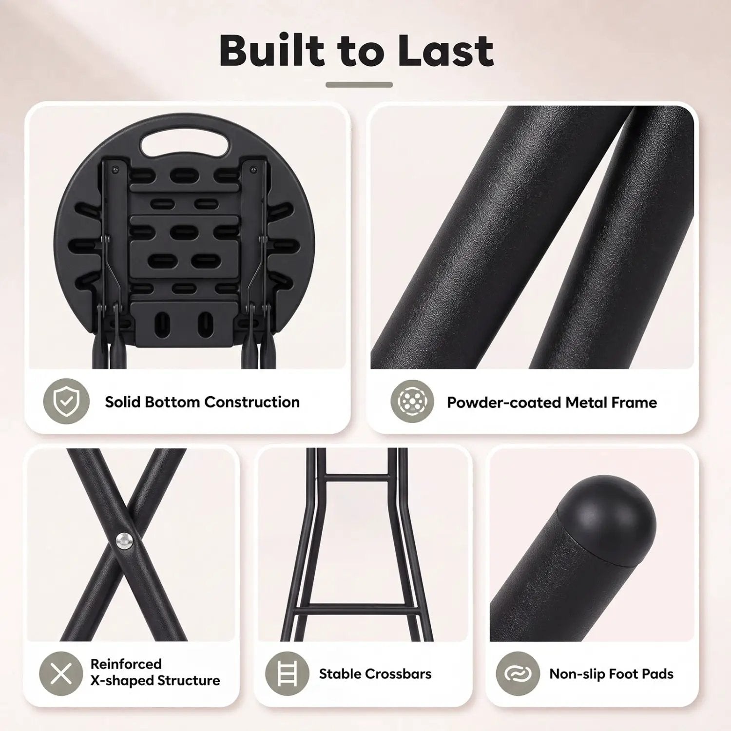 Folding Bar Stool Set of 2 - 27.5" Height with Carry Handle by DirectDeals