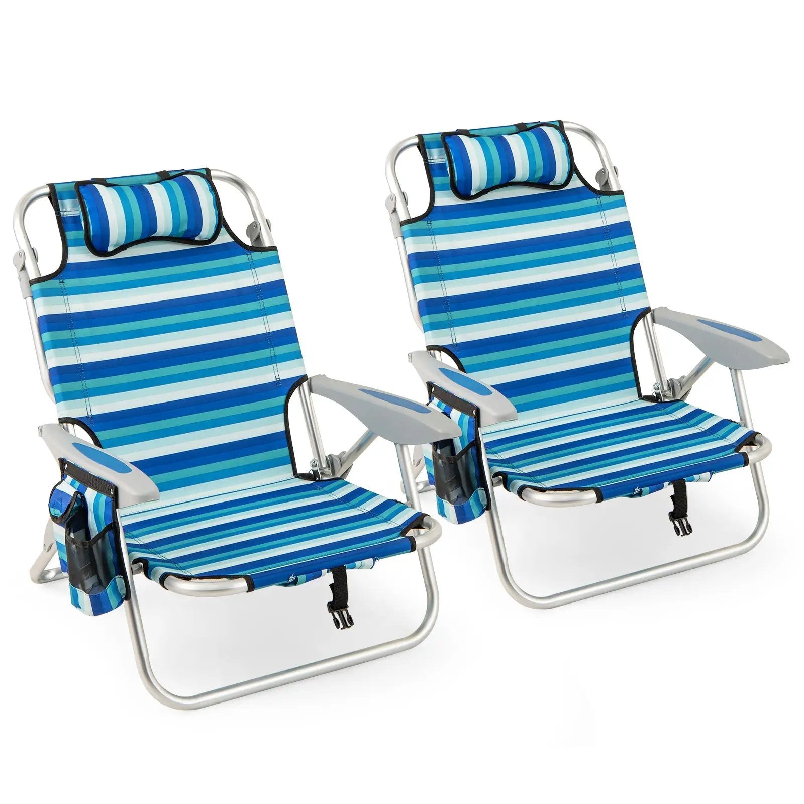Folding Beach Chair with 4-Position Adjustable Backrest by DirectDeals