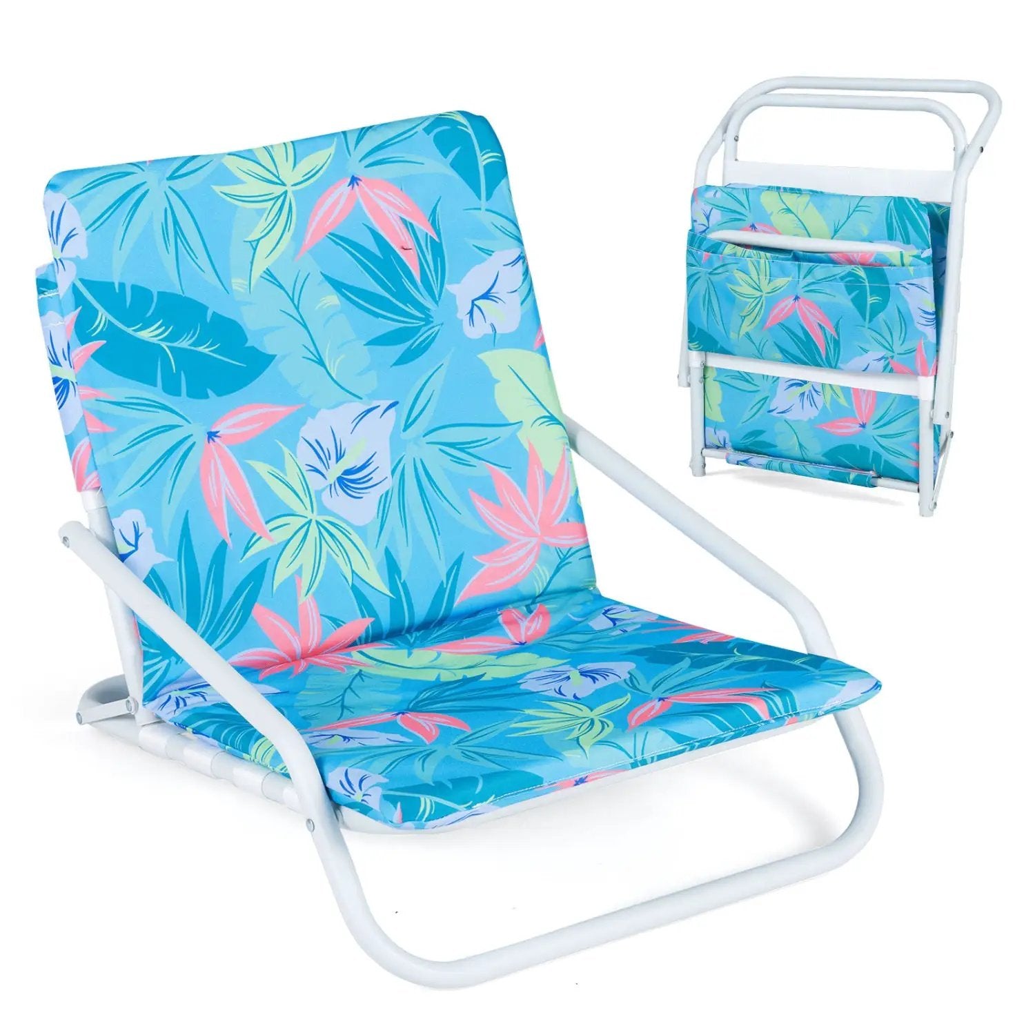 Folding Beach Chairs Set of 2 with Padded Seat by DirectDeals