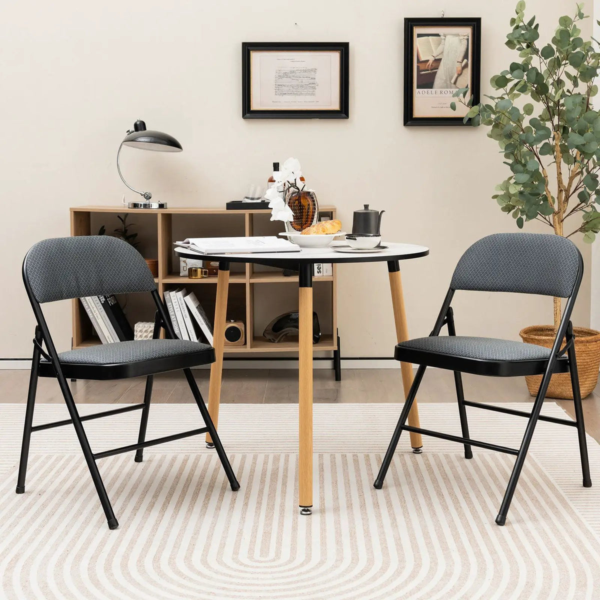 4 Pieces Fabric Upholstered Padded Seat Folding Chairs Seet, photo 16 of 18