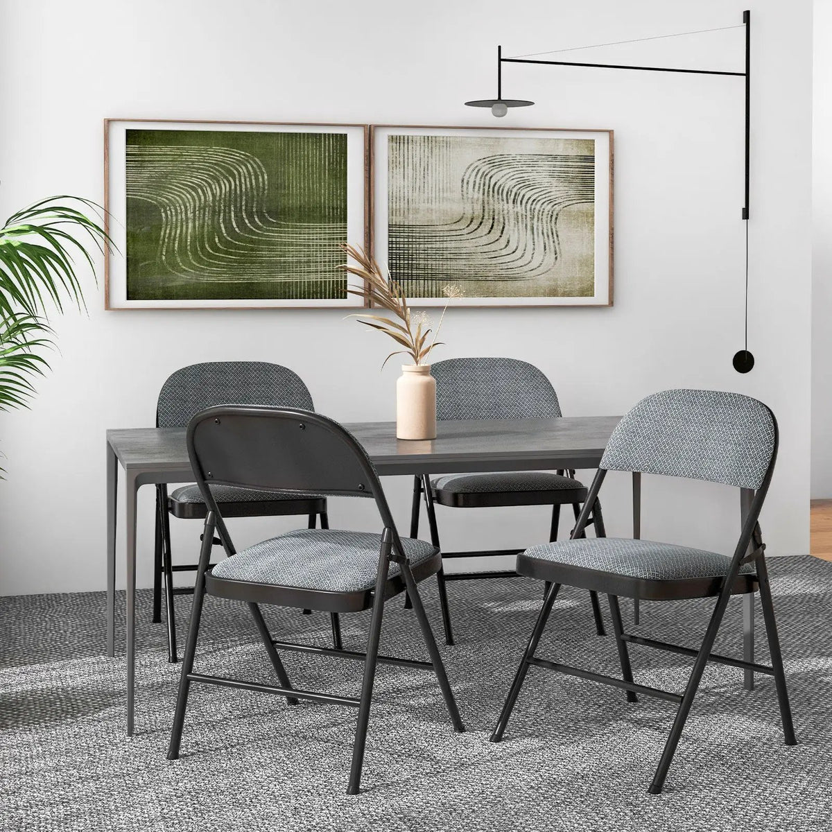 4 Pieces Fabric Upholstered Padded Seat Folding Chairs Seet, photo 14 of 18