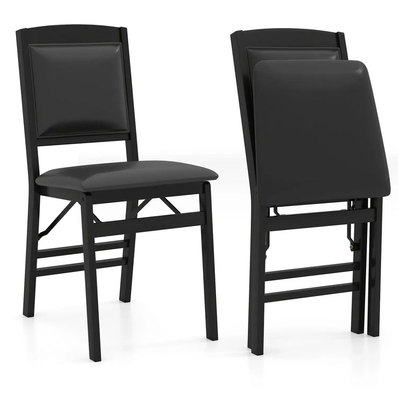 Set of 2 Folding Dining Chairs with Padded Seat and High Backrest-Brown by DirectDeals