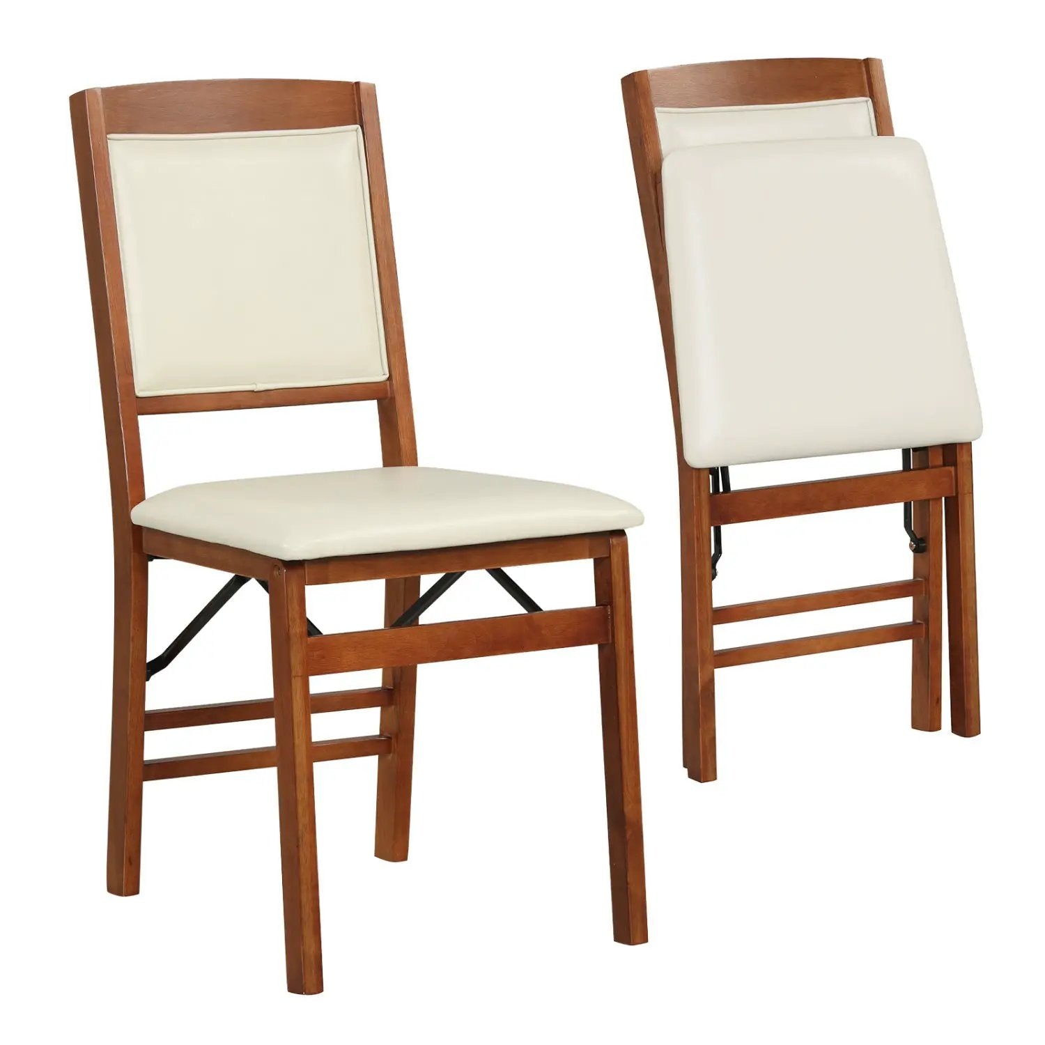 Set of 2 Folding Dining Chairs with Padded Seat and High Backrest-Brown by DirectDeals