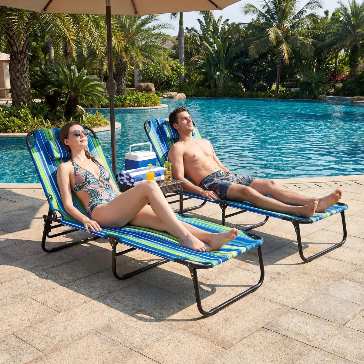 Set of 2 Folding Face Down Tanning Chair with Face Hole 3 Removable Pillows, photo 29 of 50