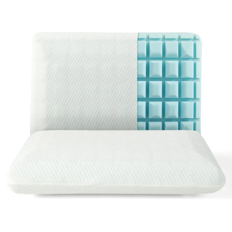 Set of 2 Gel Memory Foam Pillow 3D Cutting Air Flow Cooling Pillows with Pillowcase by DirectDeals