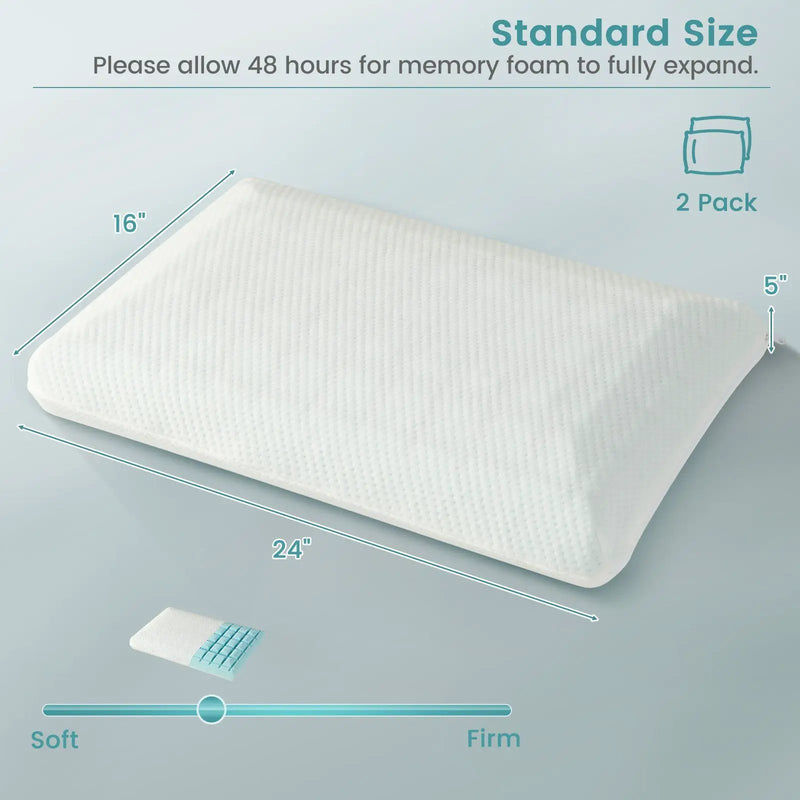 Set of 2 Gel Memory Foam Pillow 3D Cutting Air Flow Cooling Pillows with Pillowcase by DirectDeals