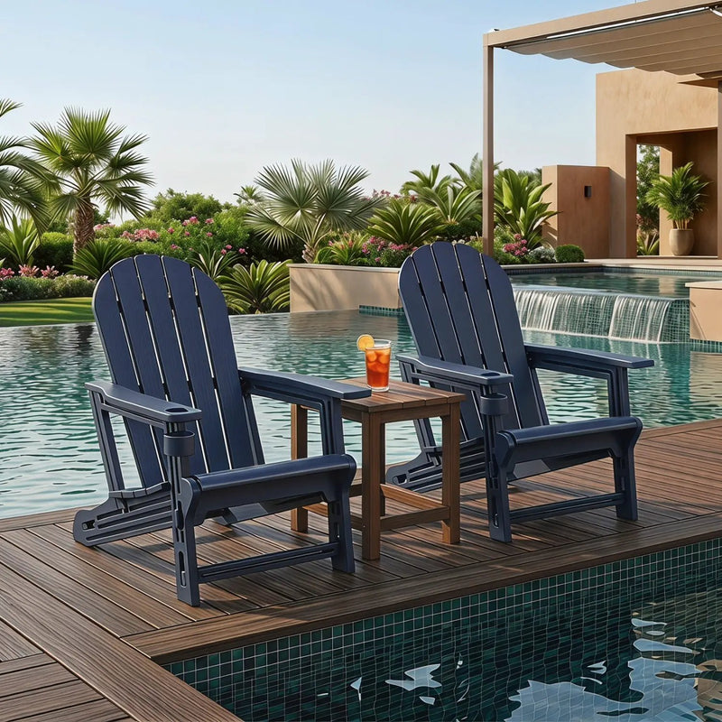 HDPE Adirondack Chairs Set of 2 with Cup Holders by DirectDeals