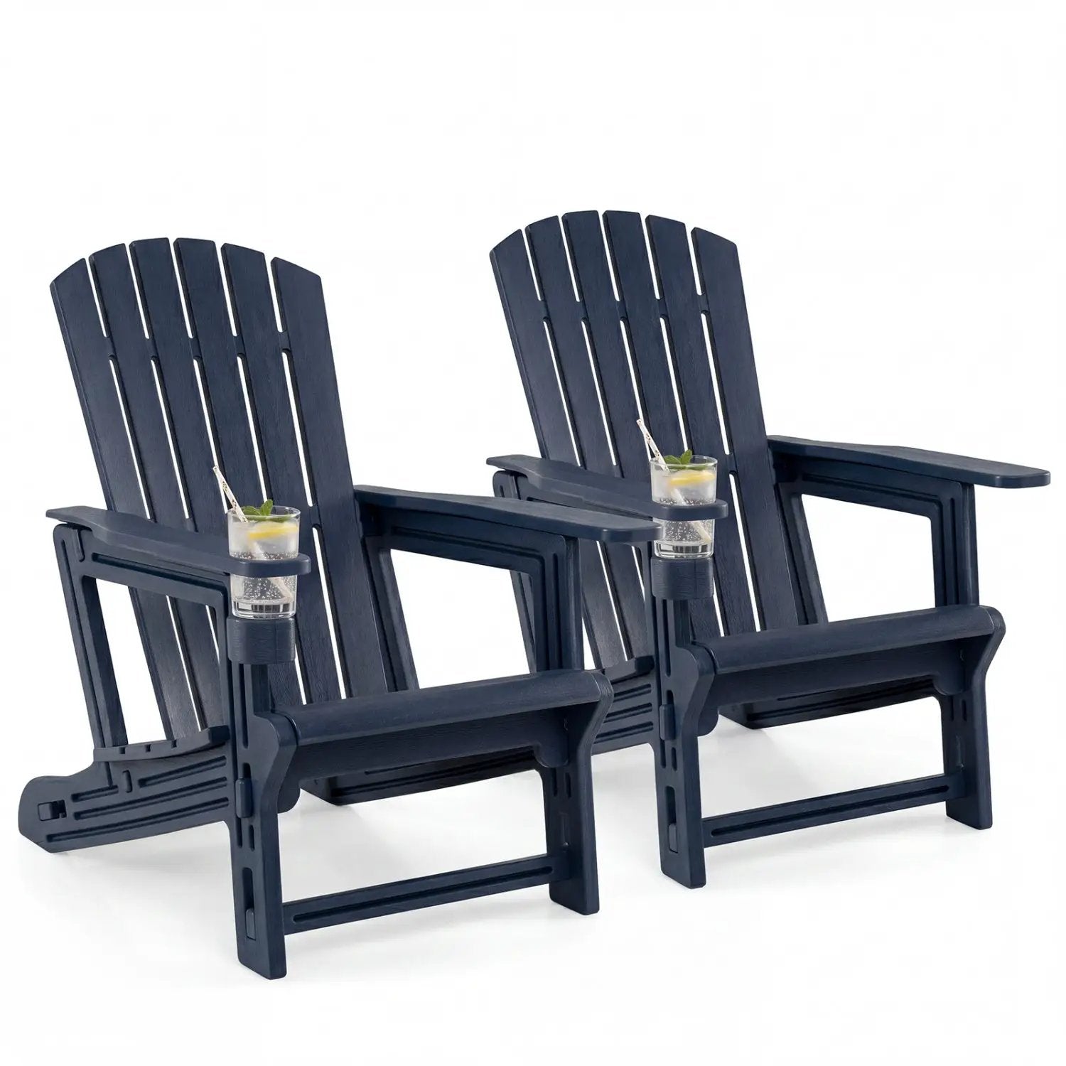 Adirondack Chairs Set of 2 HDPE with Cup Holders by DirectDeals