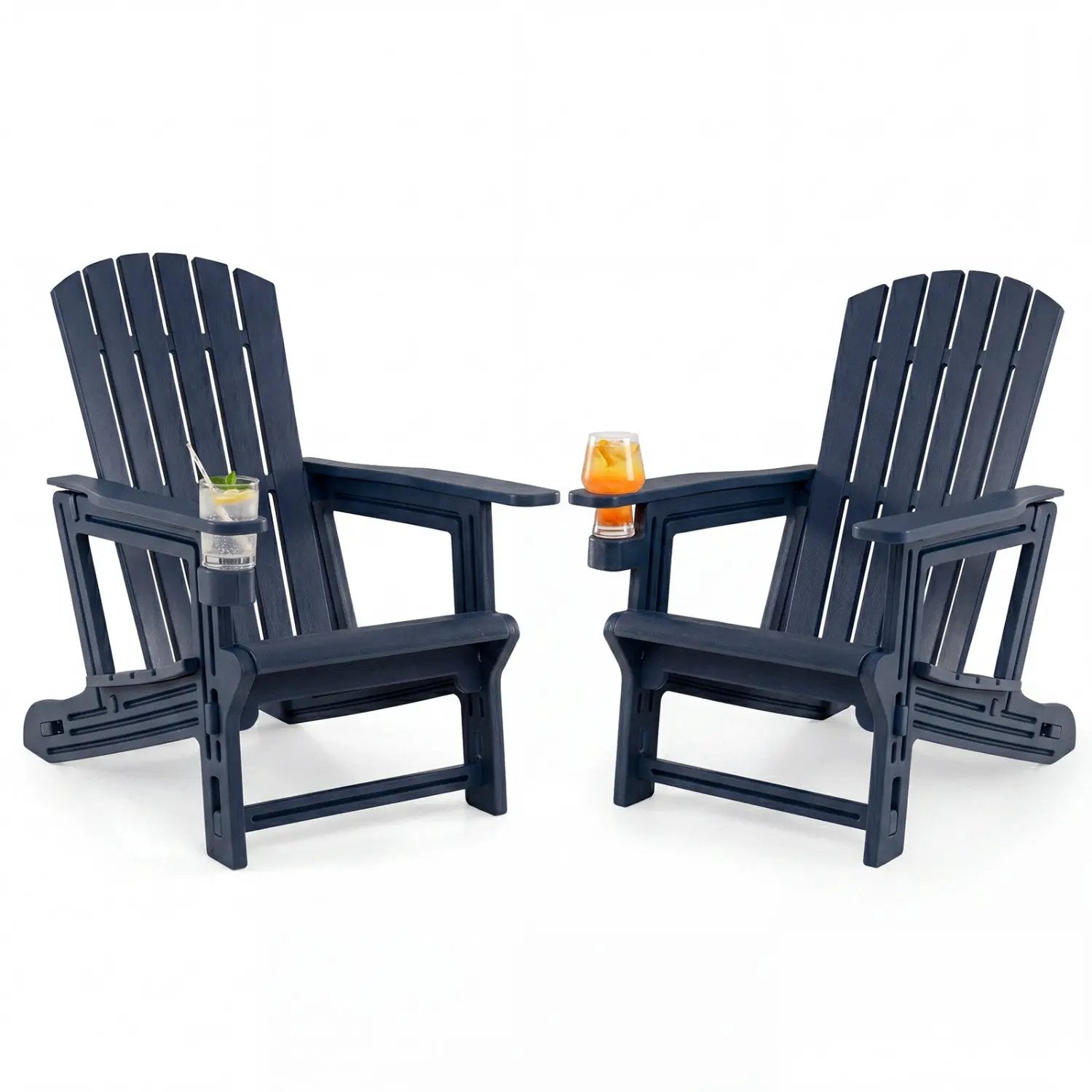 Adirondack Chairs Set of 2 HDPE with Cup Holders by DirectDeals