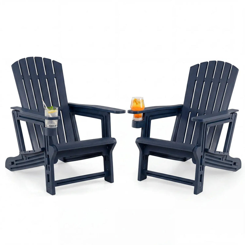 Adirondack Chairs Set of 2 HDPE with Cup Holders by DirectDeals