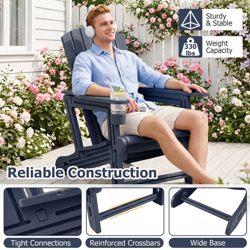 Adirondack Chairs Set of 2 HDPE with Cup Holders by DirectDeals