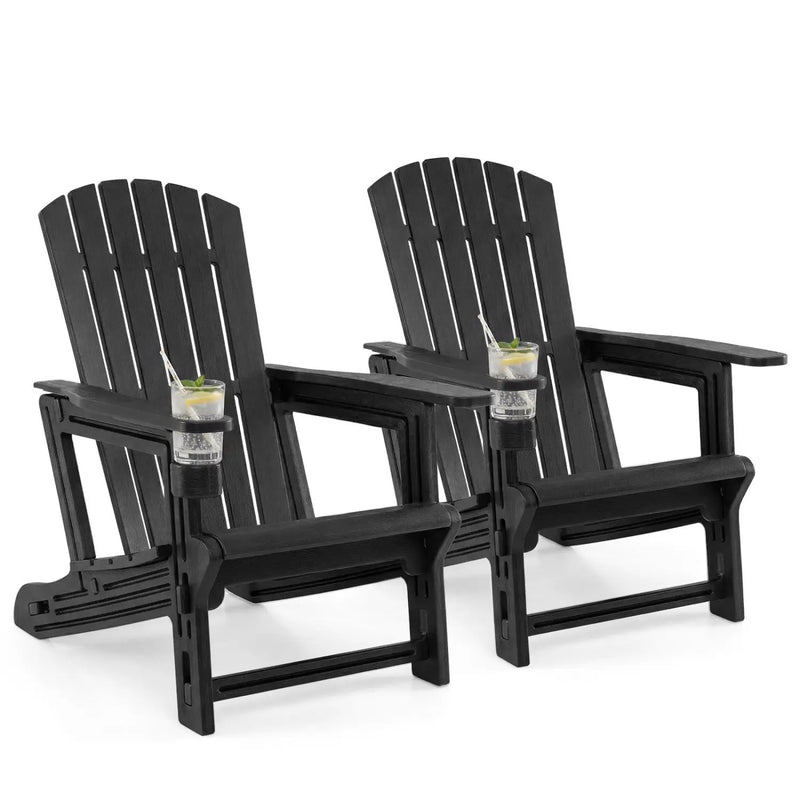 Adirondack Chairs Set of 2 HDPE with Cup Holders by DirectDeals