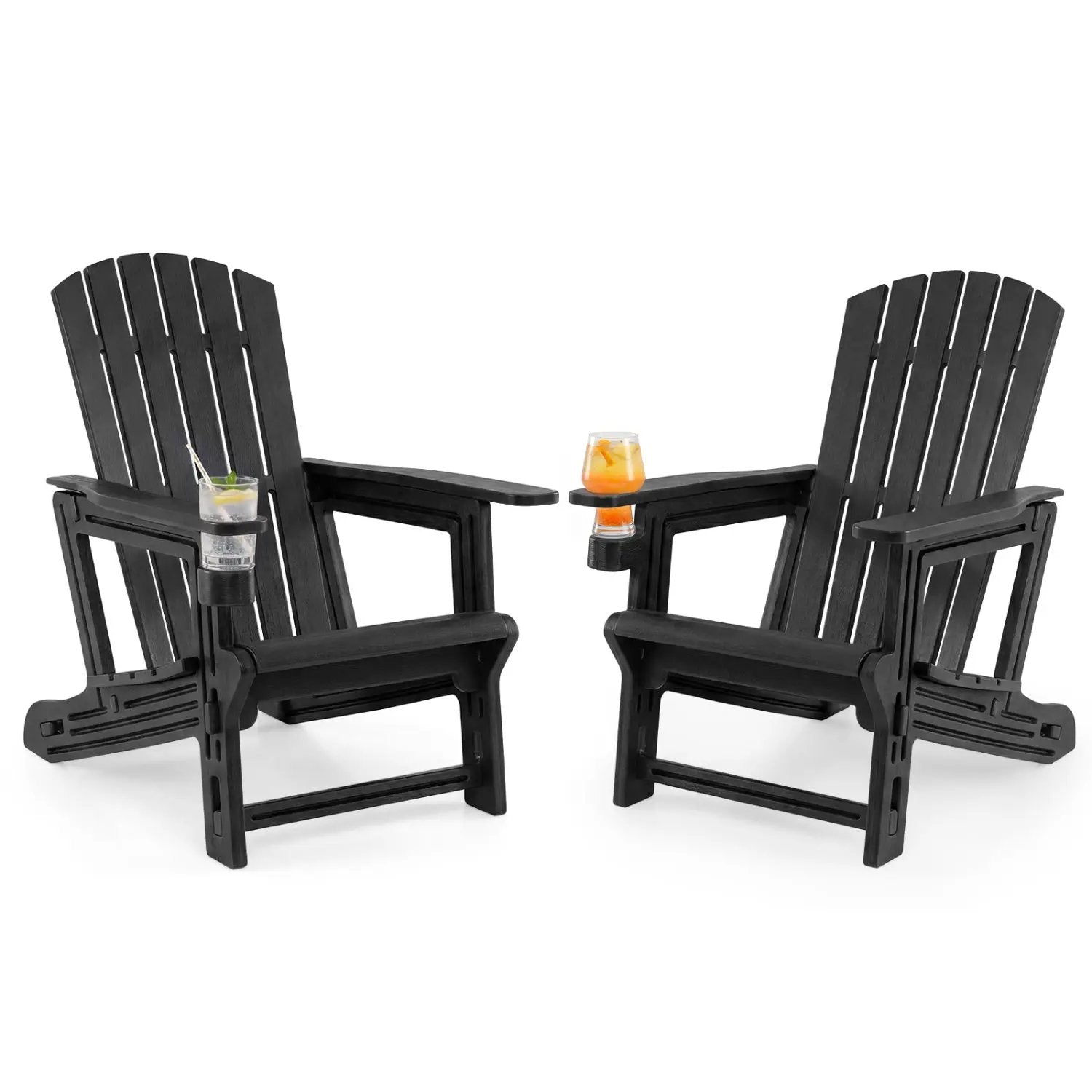 Adirondack Chairs Set of 2 HDPE with Cup Holders by DirectDeals