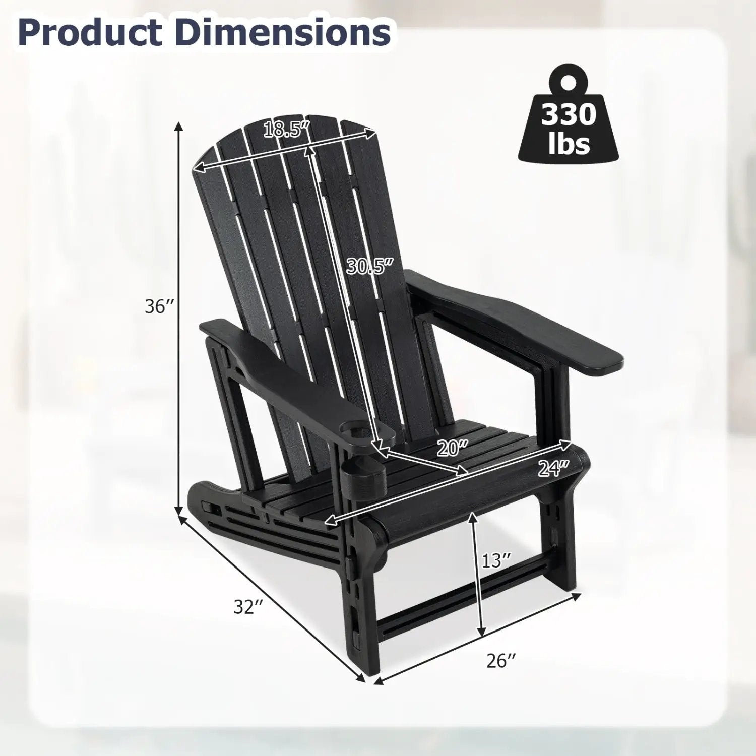 Adirondack Chairs Set of 2 HDPE with Cup Holders by DirectDeals