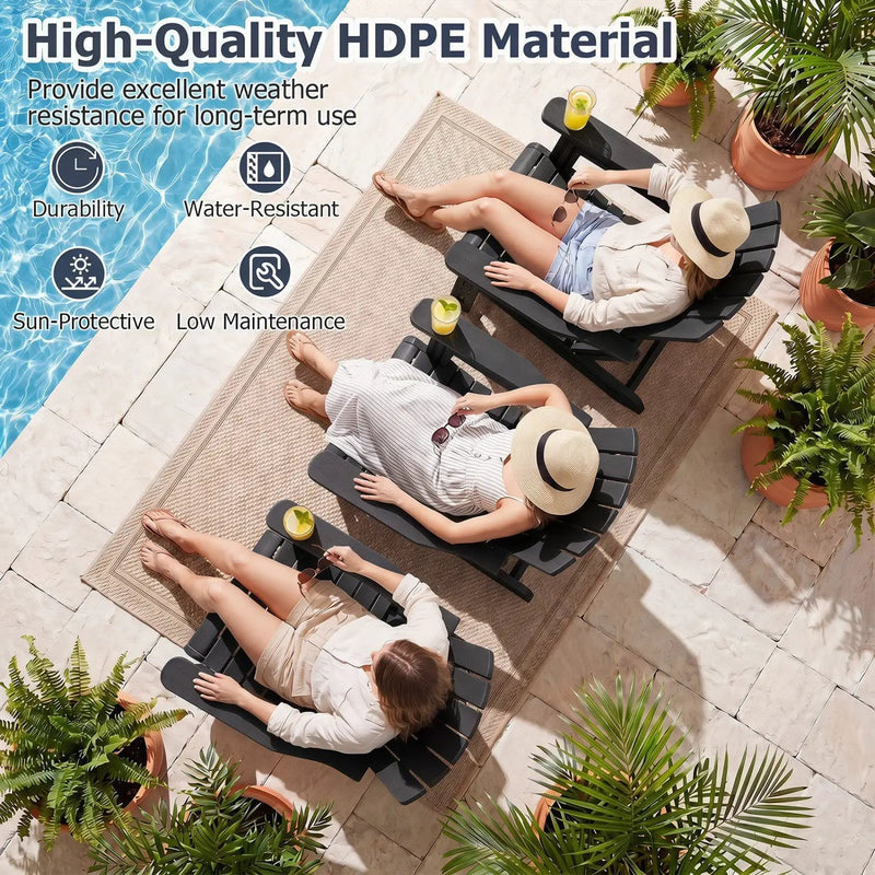 Adirondack Chairs Set of 2 HDPE with Cup Holders by DirectDeals