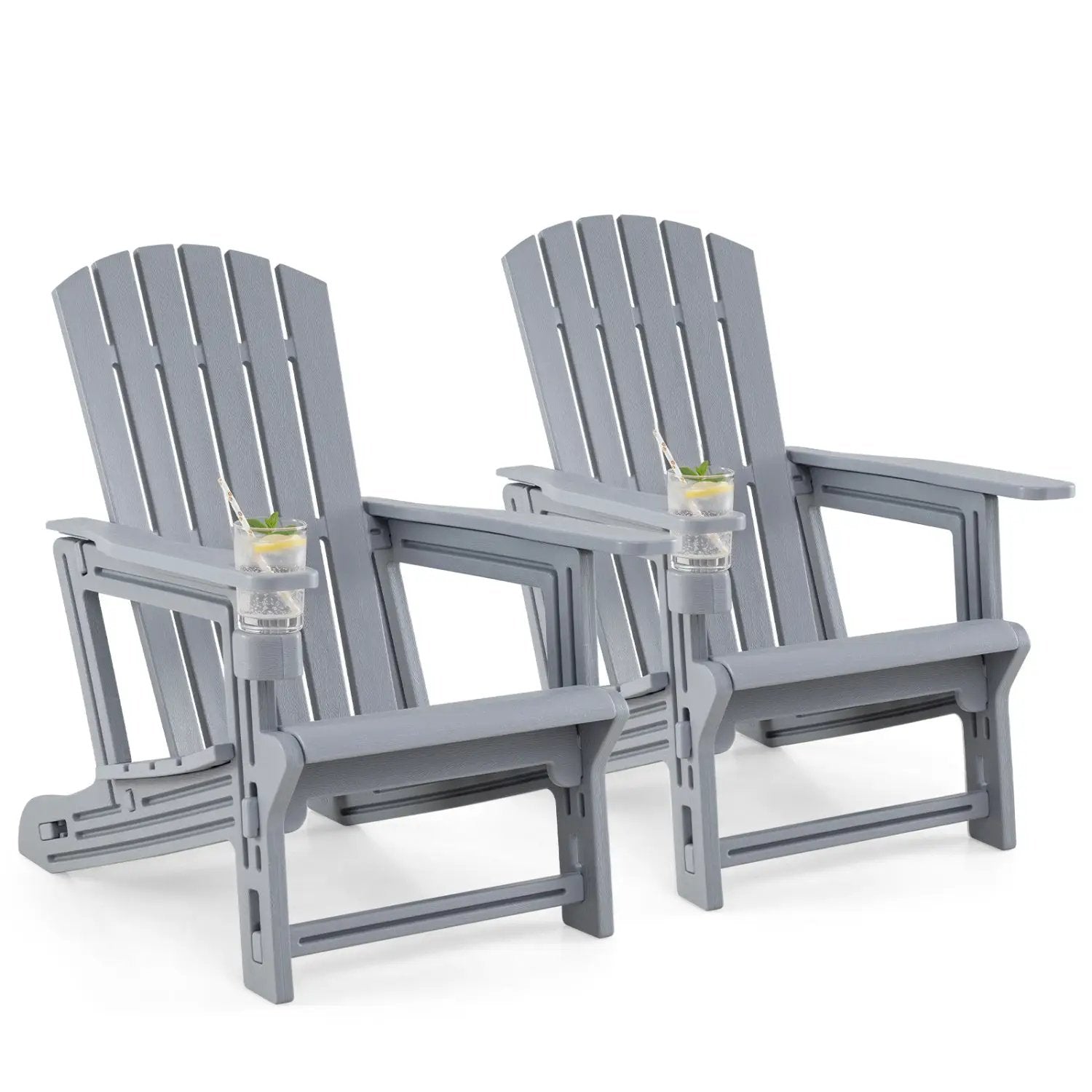 Adirondack Chairs Set of 2 HDPE with Cup Holders by DirectDeals