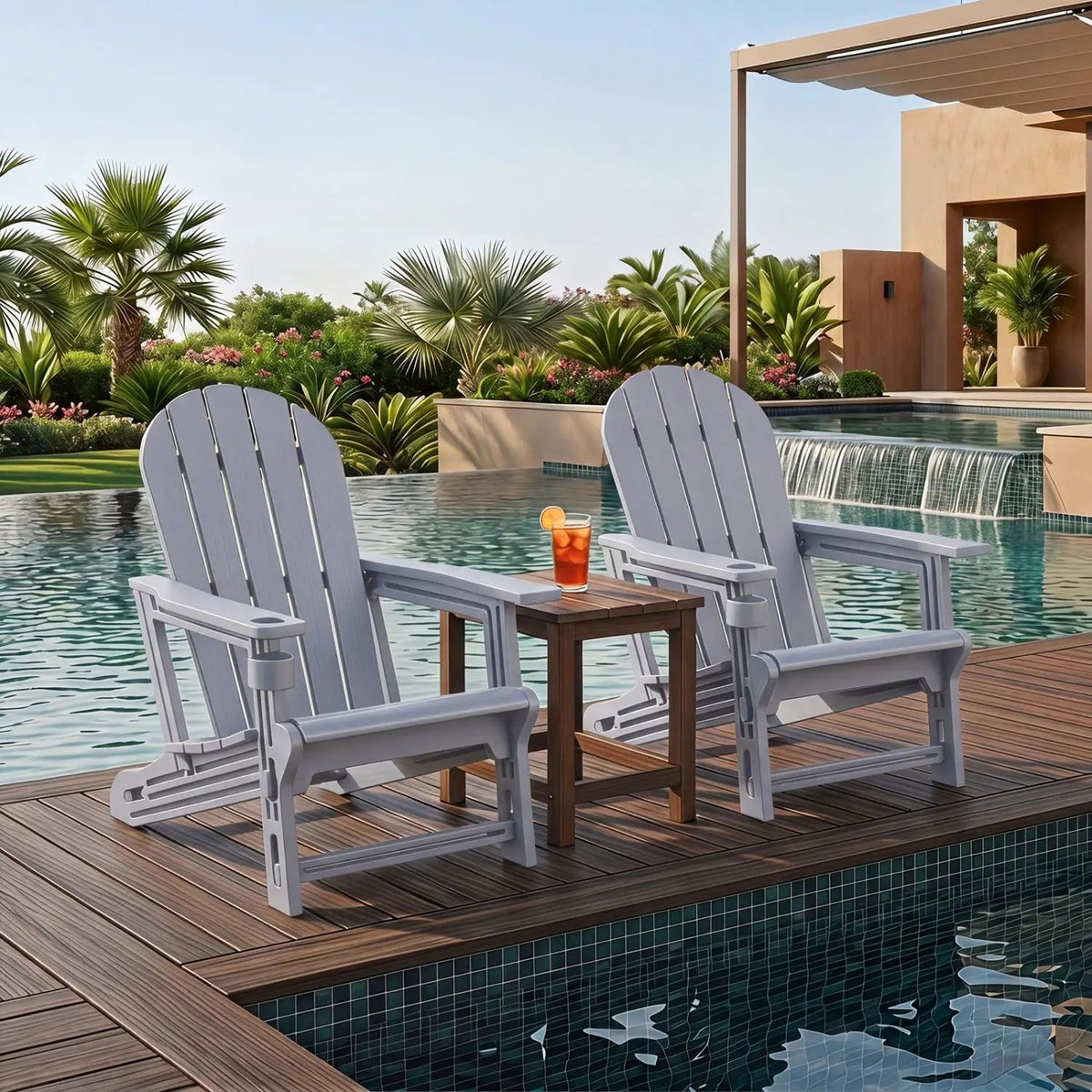 HDPE Adirondack Chairs Set of 2 with Cup Holders, photo 8 of 22