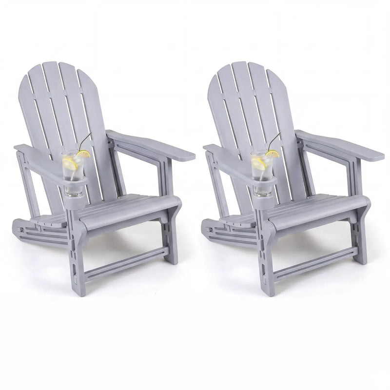 HDPE Adirondack Chairs Set of 2 with Cup Holders by DirectDeals