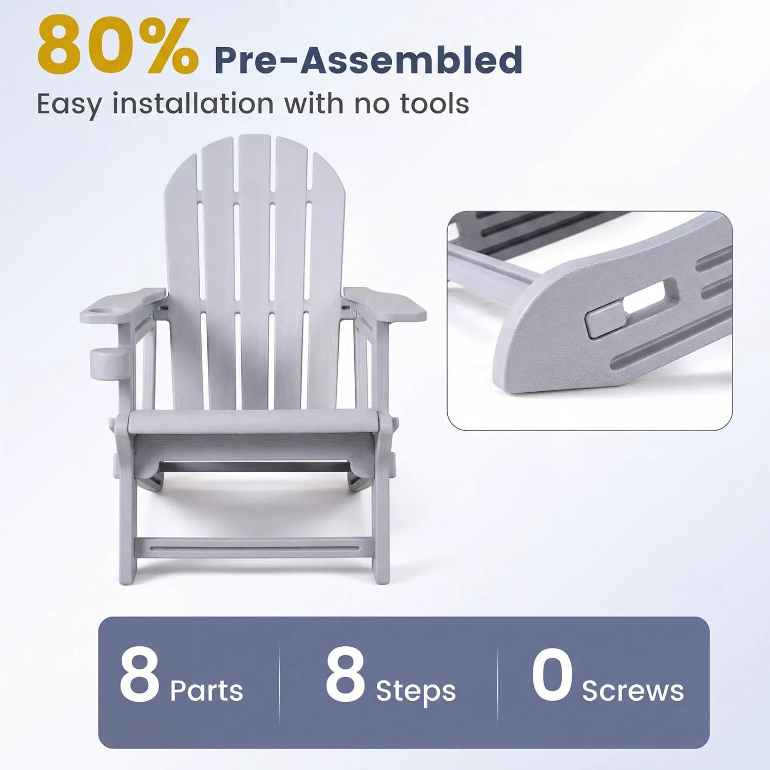 HDPE Adirondack Chairs Set of 2 with Cup Holders by DirectDeals