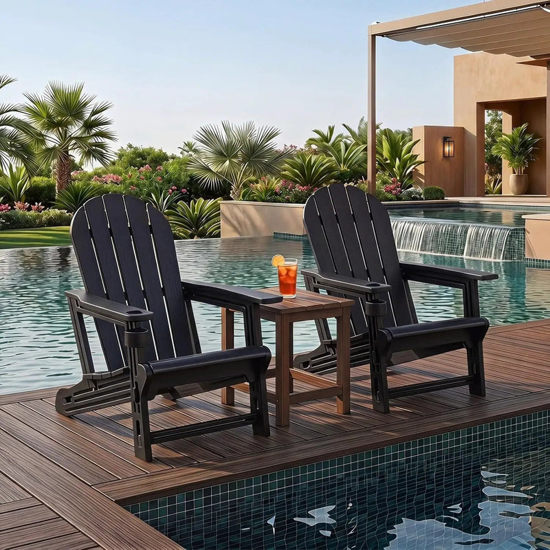 HDPE Adirondack Chairs Set of 2 with Cup Holders by DirectDeals