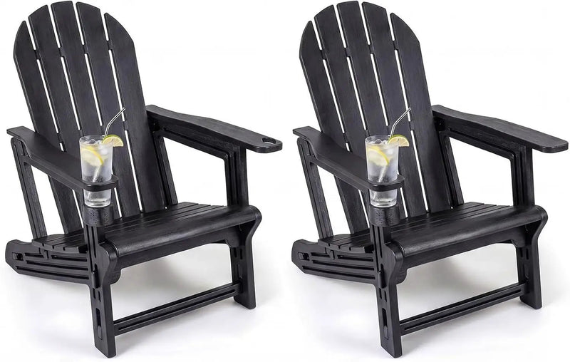 HDPE Adirondack Chairs Set of 2 with Cup Holders by DirectDeals